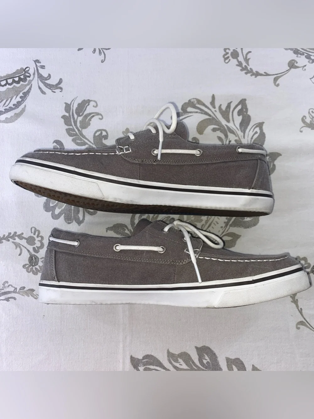 Timberland Earthkeepers Men's Gray Canvas Lace-Up Boat Shoes Size 10